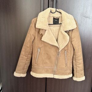 Zara Brown Jacket with Shearling Trim